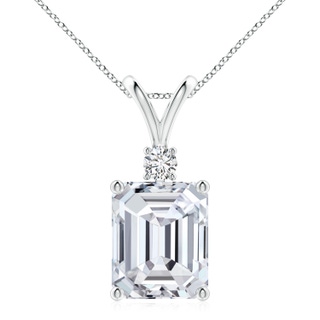 12x10mm HSI2 Emerald-Cut Diamond Solitaire Pendant with Diamond Accent in P950 Platinum