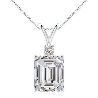 12x10mm IJI1I2 Emerald-Cut Diamond Solitaire Pendant with Diamond Accent in S999 Silver