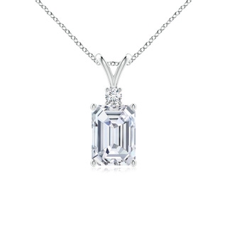 7x5mm GVS2 Emerald-Cut Diamond Solitaire Pendant with Diamond Accent in P950 Platinum