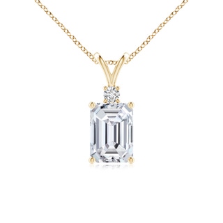 7x5mm HSI2 Emerald-Cut Diamond Solitaire Pendant with Diamond Accent in Yellow Gold