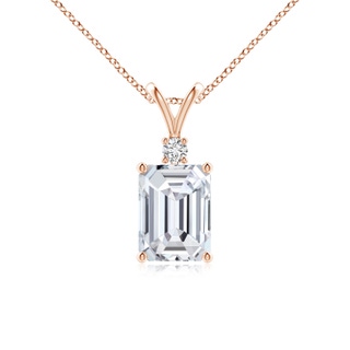 8x6mm HSI2 Emerald-Cut Diamond Solitaire Pendant with Diamond Accent in Rose Gold