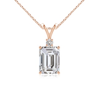 8x6mm IJI1I2 Emerald-Cut Diamond Solitaire Pendant with Diamond Accent in Rose Gold
