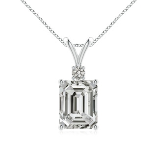 9x7mm KI3 Emerald-Cut Diamond Solitaire Pendant with Diamond Accent in P950 Platinum