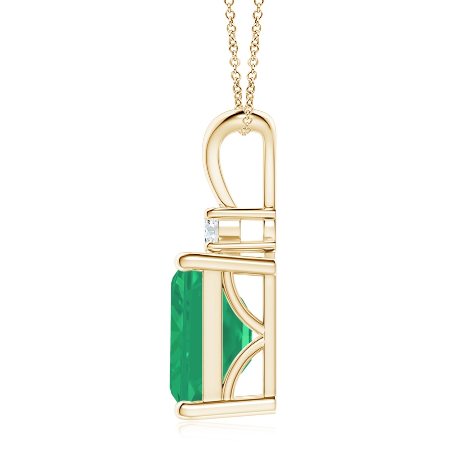 10x8mm A Emerald-Cut Emerald Solitaire Pendant with Diamond in Yellow Gold side 199