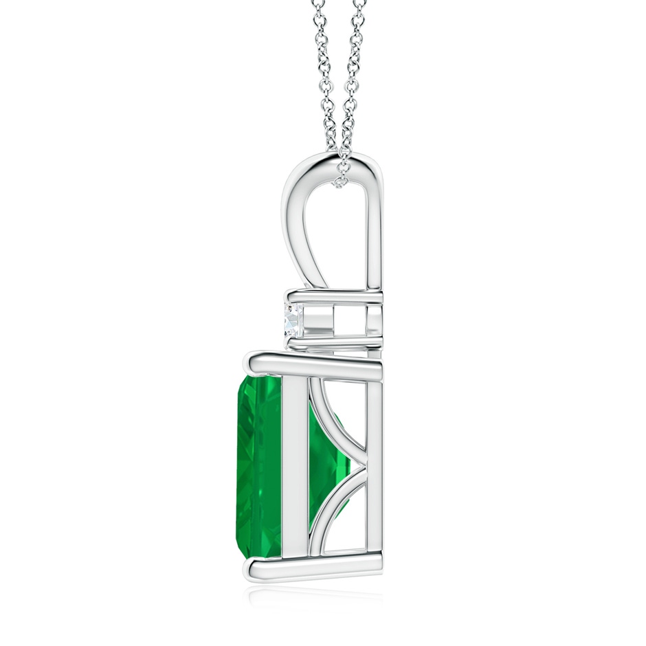 10x8mm AA Emerald-Cut Emerald Solitaire Pendant with Diamond in White Gold side 199