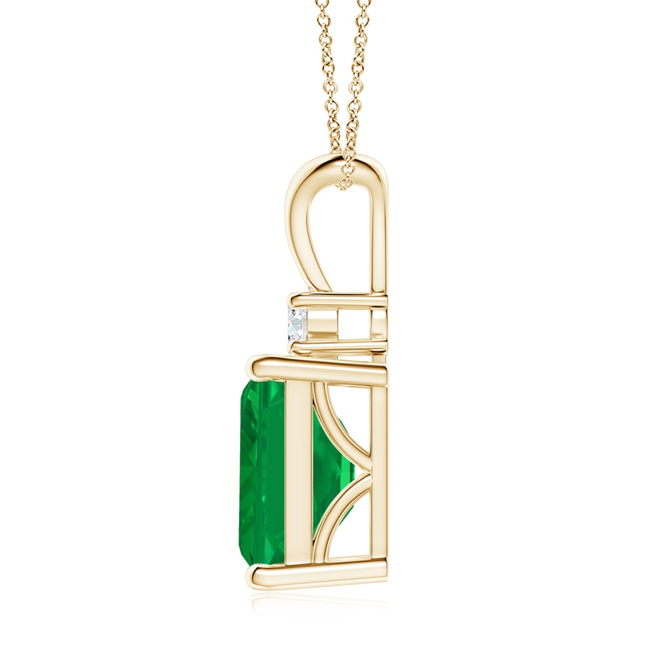 10x8mm AA Emerald-Cut Emerald Solitaire Pendant with Diamond in Yellow Gold side 199