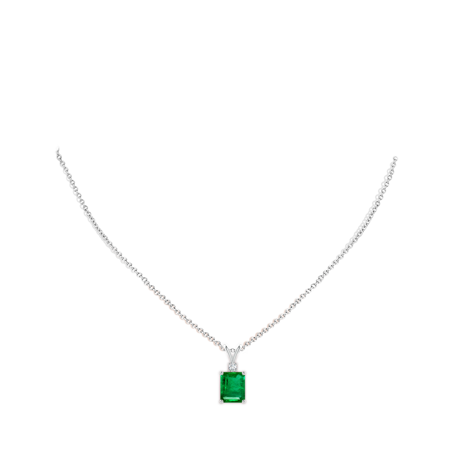 10x8mm AAA Emerald-Cut Emerald Solitaire Pendant with Diamond in P950 Platinum pen