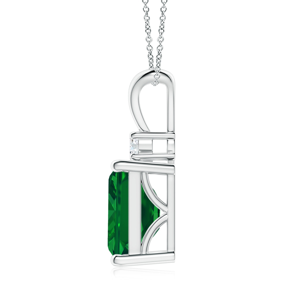 10x8mm AAAA Emerald-Cut Emerald Solitaire Pendant with Diamond in S999 Silver - side 199