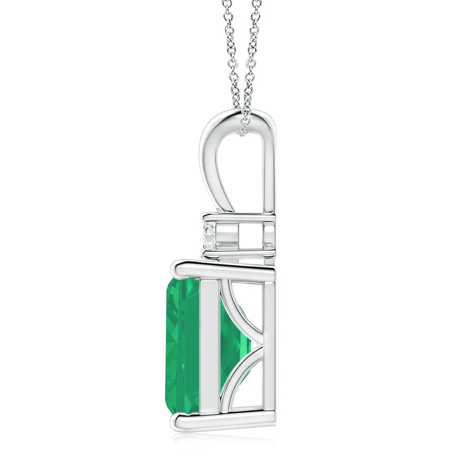 12x10mm A Emerald-Cut Emerald Solitaire Pendant with Diamond in White Gold side 199