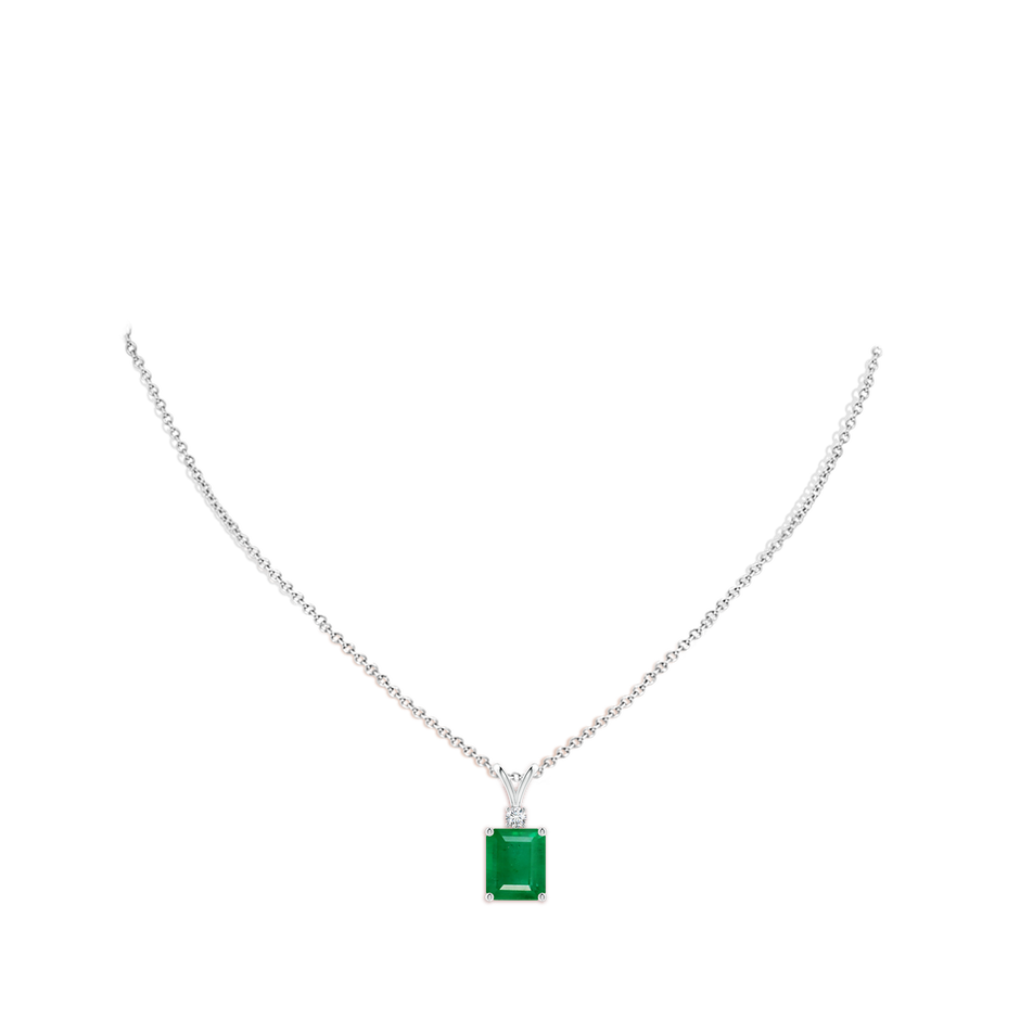 12x10mm AA Emerald-Cut Emerald Solitaire Pendant with Diamond in P950 Platinum pen