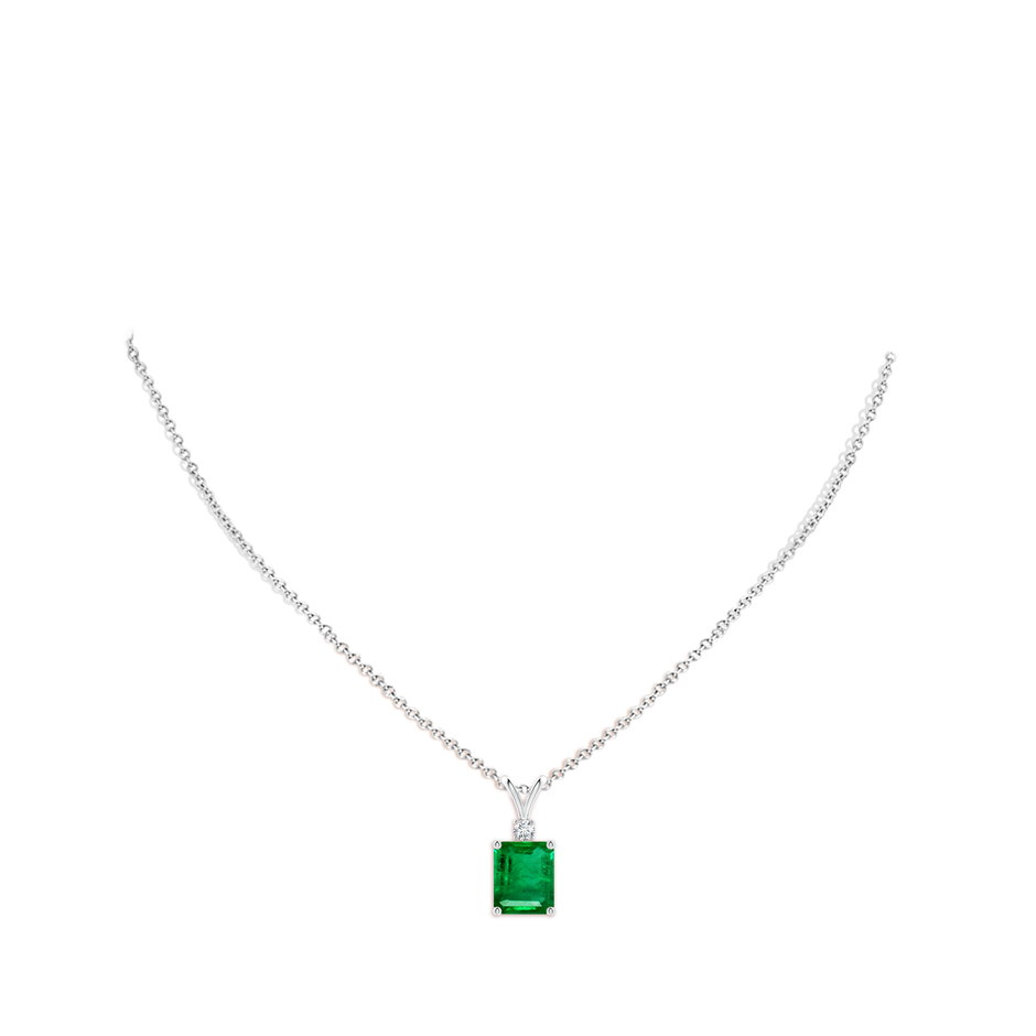 12x10mm AAA Emerald-Cut Emerald Solitaire Pendant with Diamond in S999 Silver pen
