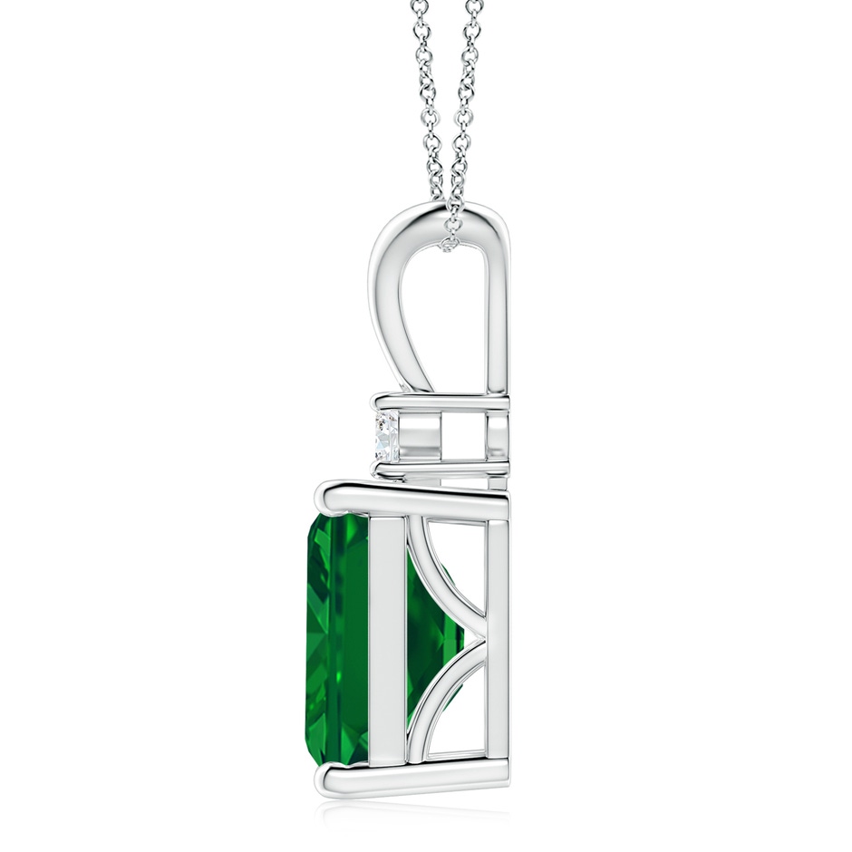 12x10mm AAAA Emerald-Cut Emerald Solitaire Pendant with Diamond in P950 Platinum side 199