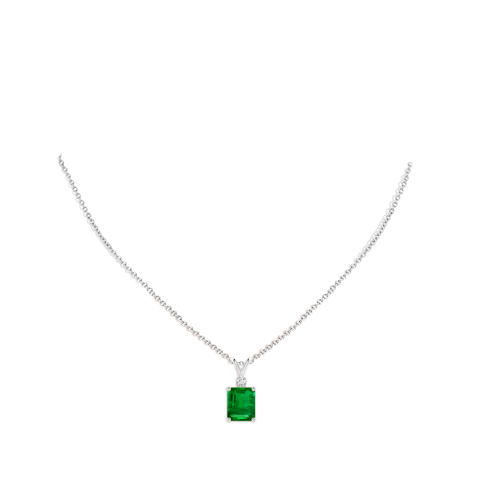 12x10mm AAAA Emerald-Cut Emerald Solitaire Pendant with Diamond in P950 Platinum pen