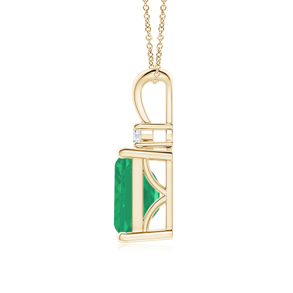 9x7mm A Emerald-Cut Emerald Solitaire Pendant with Diamond in Yellow Gold side 199