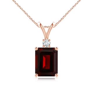 9.78x7.81x4.98mm AAA GIA Certified Emerald Cut Garnet Solitaire Pendant in 18K Rose Gold