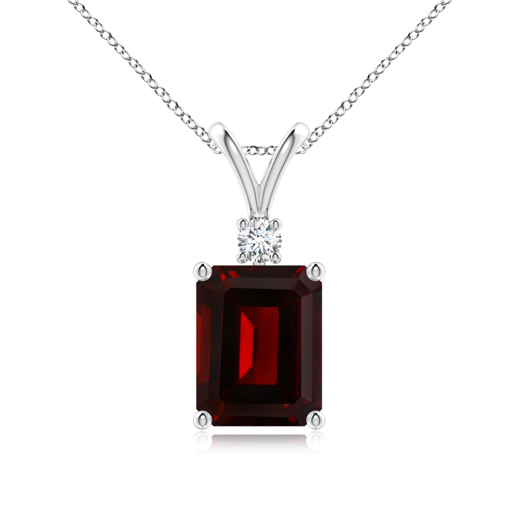 9.78x7.81x4.98mm AAA GIA Certified Emerald Cut Garnet Solitaire Pendant in White Gold