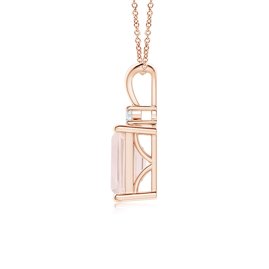 8x6mm A Emerald-Cut Morganite Solitaire Pendant with Diamond in 9K Rose Gold product image