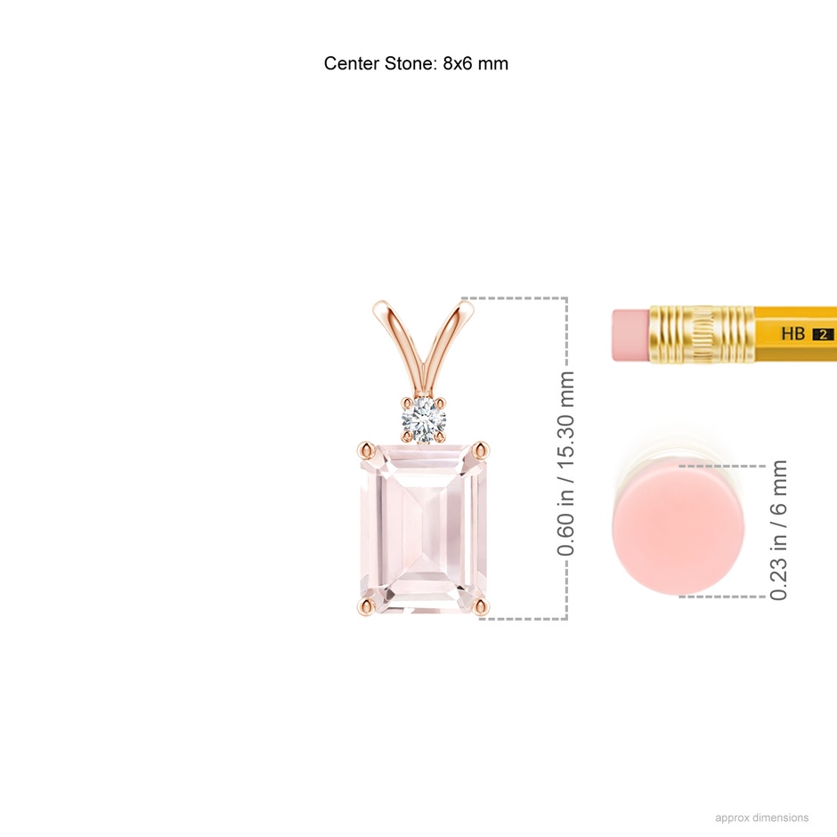 8x6mm A Emerald-Cut Morganite Solitaire Pendant with Diamond in 9K Rose Gold product image