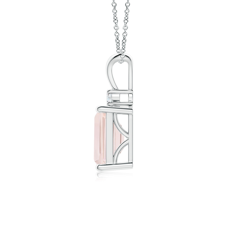 8x6mm A Emerald-Cut Morganite Solitaire Pendant with Diamond in White Gold side-1