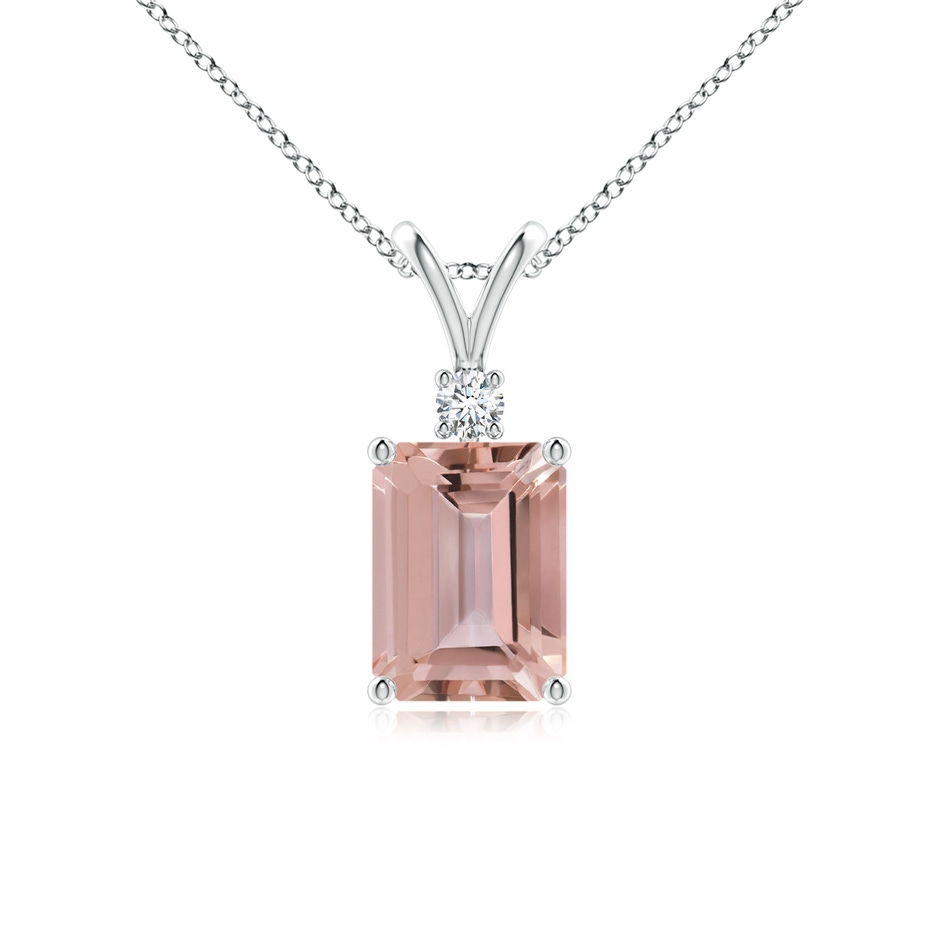 8x6mm AAAA Emerald-Cut Morganite Solitaire Pendant with Diamond in P950 Platinum 