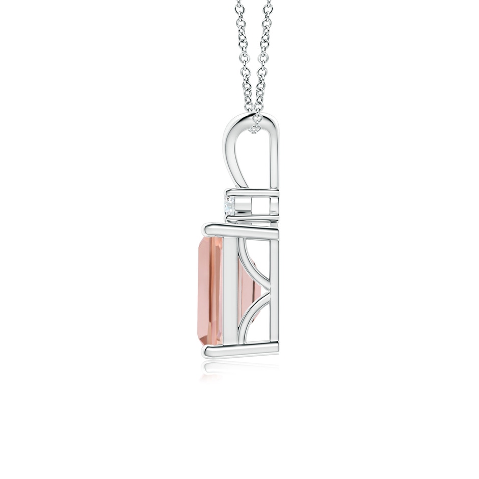 8x6mm AAAA Emerald-Cut Morganite Solitaire Pendant with Diamond in P950 Platinum side-1