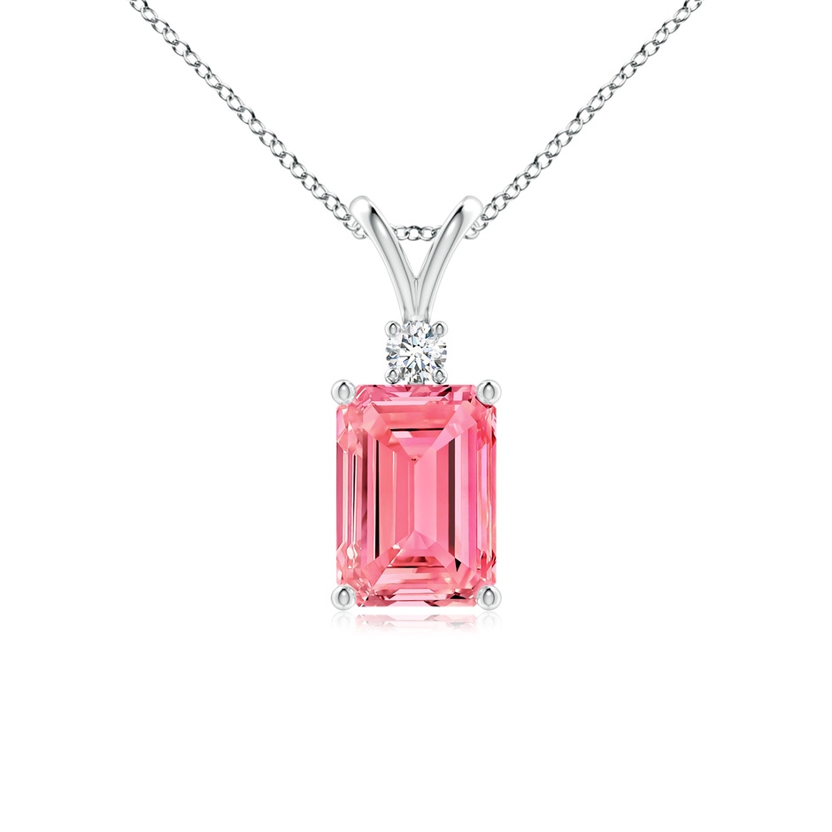 7x5mm AAAA Emerald-Cut Fancy Intense Pink Diamond Solitaire Pendant in P950 Platinum 