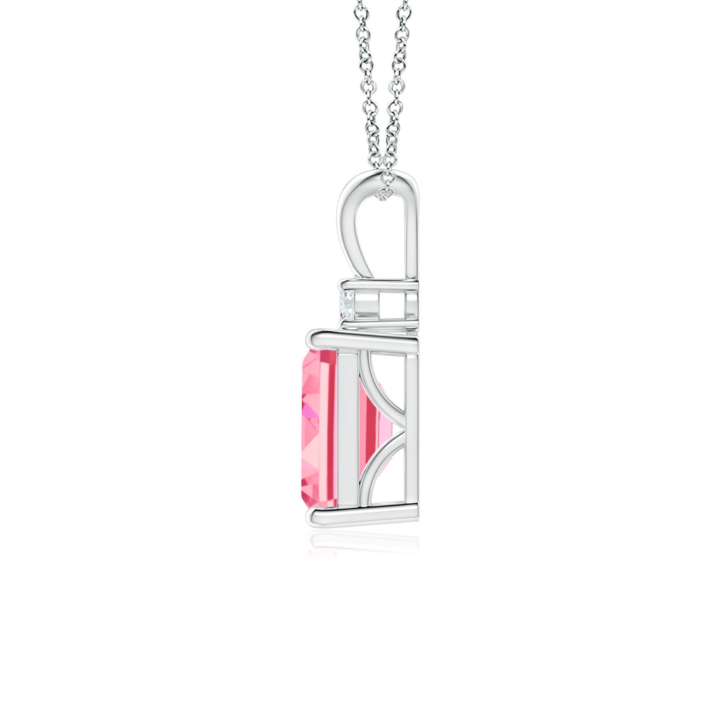 7x5mm AAAA Emerald-Cut Fancy Intense Pink Diamond Solitaire Pendant in P950 Platinum - side 199