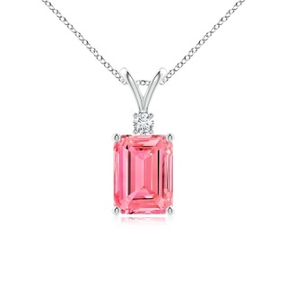8x6mm AAAA Emerald-Cut Fancy Intense Pink Diamond Solitaire Pendant in P950 Platinum
