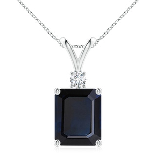 12x10mm A Emerald-Cut Blue Sapphire Solitaire Pendant with Diamond in P950 Platinum