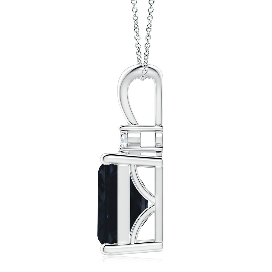 12x10mm A Emerald-Cut Blue Sapphire Solitaire Pendant with Diamond in P950 Platinum side 199