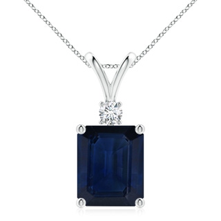 12x10mm AA Emerald-Cut Blue Sapphire Solitaire Pendant with Diamond in P950 Platinum