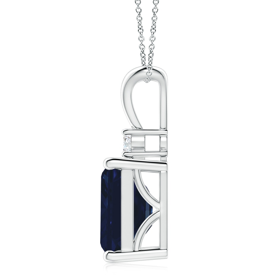 12x10mm AA Emerald-Cut Blue Sapphire Solitaire Pendant with Diamond in P950 Platinum side 199