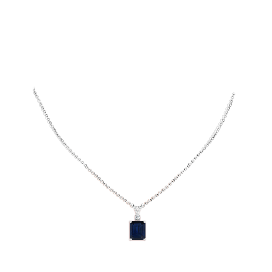 12x10mm AA Emerald-Cut Blue Sapphire Solitaire Pendant with Diamond in P950 Platinum pen