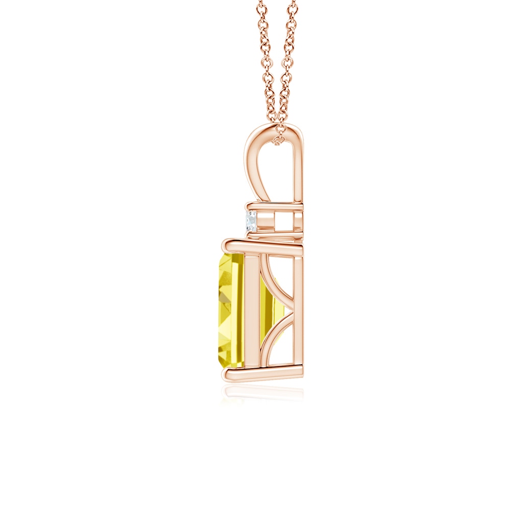 7x5mm AAAA Emerald-Cut Fancy Intense Yellow Diamond Solitaire Pendant in Rose Gold - side 199