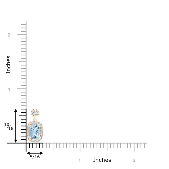 7x5mm AA Dangling Cushion Aquamarine and Diamond Halo Pendant in 9K Rose Gold product image