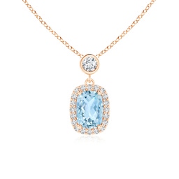 Cushion Rectangular Aquamarine Halo Necklaces and Pendants