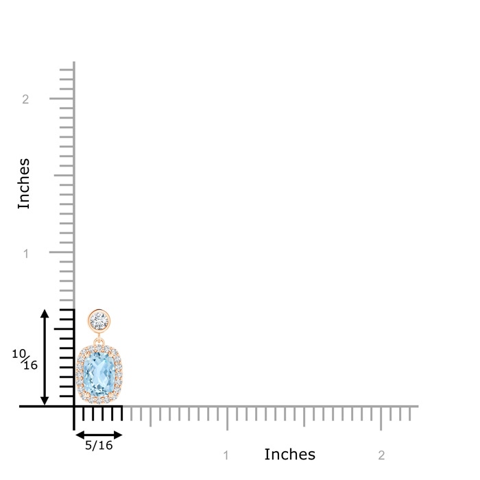 7x5mm AAA Dangling Cushion Aquamarine and Diamond Halo Pendant in 9K Rose Gold product image