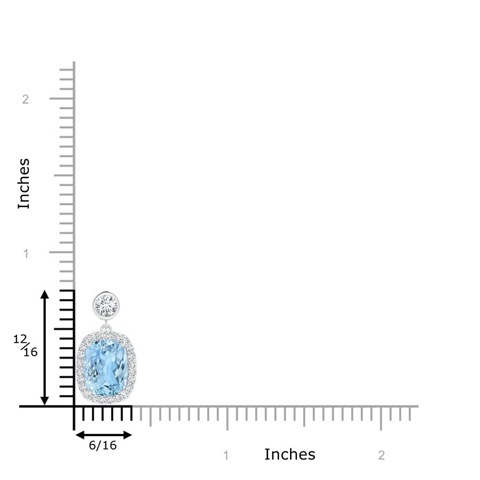 9x7mm AAAA Dangling Cushion Aquamarine and Diamond Halo Pendant in White Gold Product Image