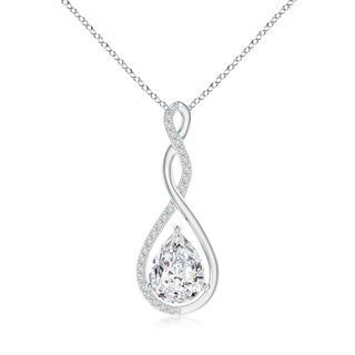 9x5.5mm HSI2 Twisted Infinity Floating Diamond Drop Pendant in White Gold