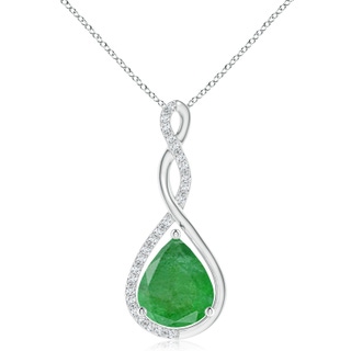 12x10mm A Twisted Infinity Floating Emerald Drop Pendant in P950 Platinum