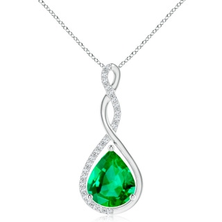 12x10mm AAA Twisted Infinity Floating Emerald Drop Pendant in P950 Platinum