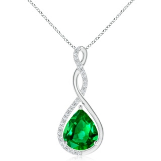 12x10mm AAAA Twisted Infinity Floating Emerald Drop Pendant in P950 Platinum