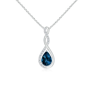7x5mm AAAA Twisted Infinity Floating London Blue Topaz Drop Pendant in P950 Platinum