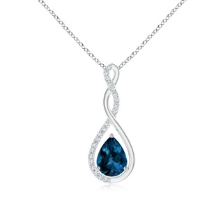 8x6mm AAAA Twisted Infinity Floating London Blue Topaz Drop Pendant in P950 Platinum