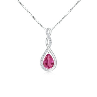 7x5mm AAAA Twisted Infinity Floating Pink Sapphire Drop Pendant in P950 Platinum