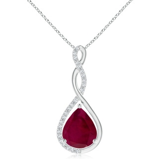 12x10mm A Twisted Infinity Floating Ruby Drop Pendant in P950 Platinum