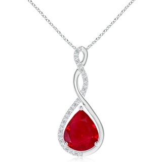 12x10mm AAA Twisted Infinity Floating Ruby Drop Pendant in P950 Platinum