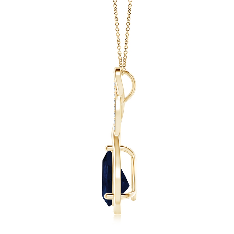 10x8mm A Twisted Infinity Floating Blue Sapphire Drop Pendant in Yellow Gold side 199