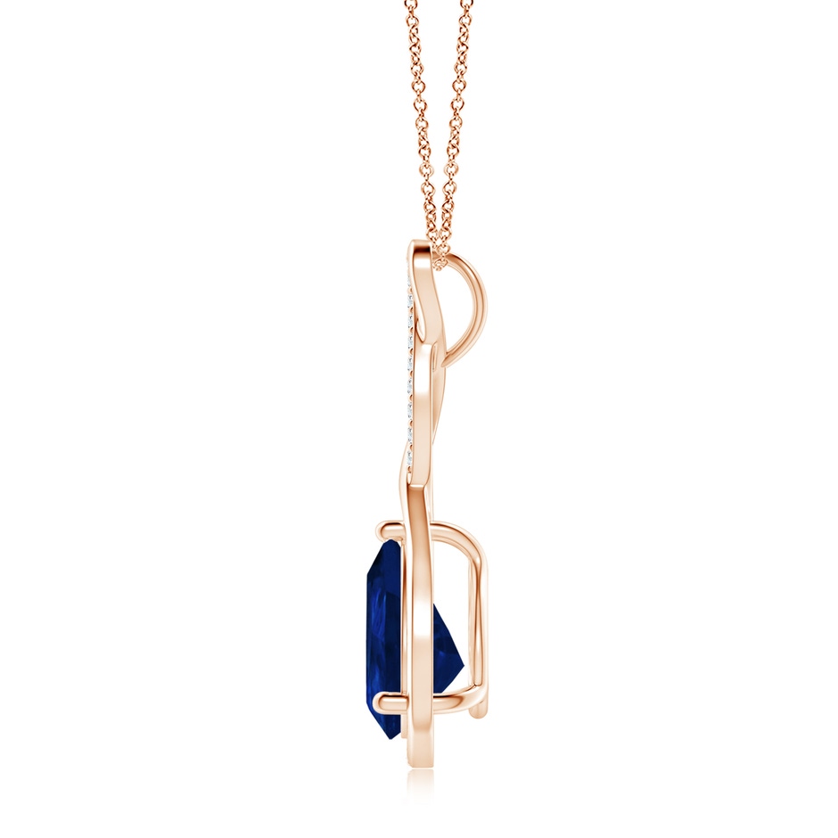 10x8mm AA Twisted Infinity Floating Blue Sapphire Drop Pendant in Rose Gold side 199