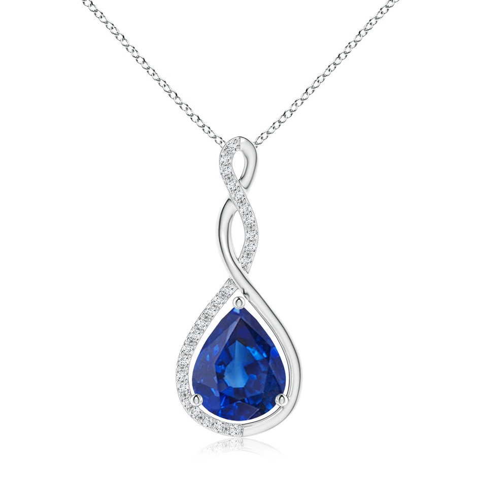 10x8mm AAA Twisted Infinity Floating Blue Sapphire Drop Pendant in P950 Platinum 
